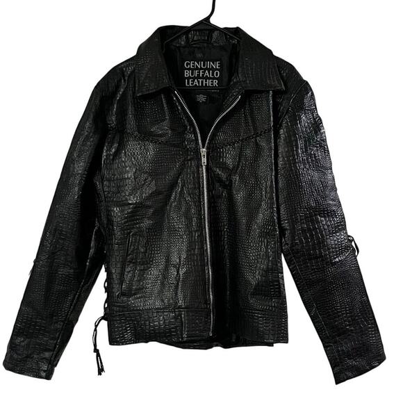 Navarre Leather Company Womens Genuine Buffalo Leather Black Jacket Size XL - Picture 1 of 15